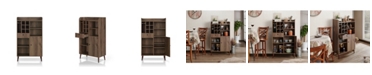 Furniture of America Alzon Distressed Walnut Wine Cabinet